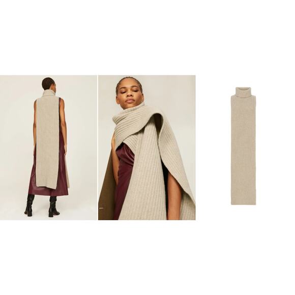 Thakoon Accessories - Thakoon Unic Turtleneck Scarf Tunic Cowl 100% Merino Wool One Size Oatmeal NWT